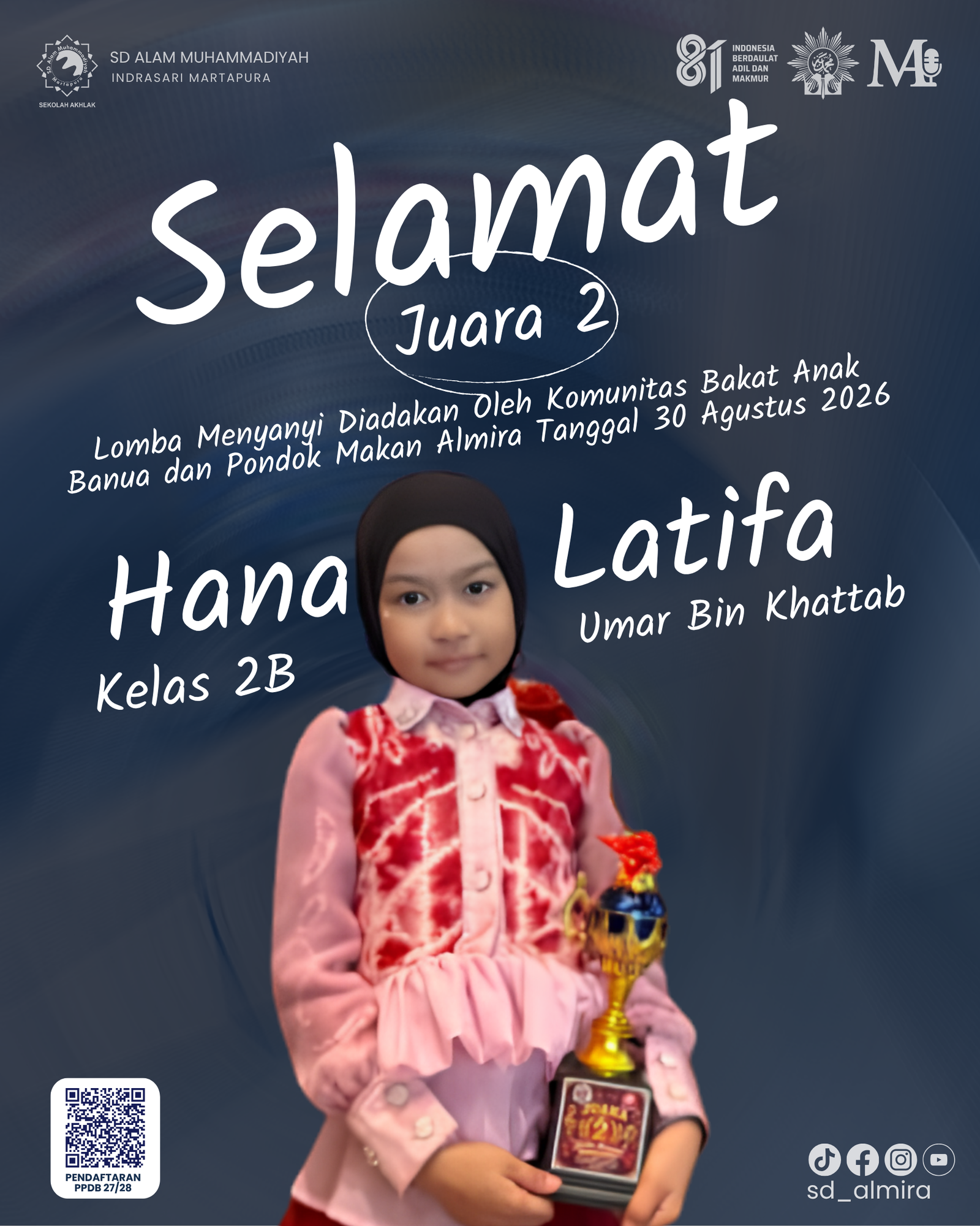 Selamat Kepada Ananda Hana Latifa Kelas 2B
